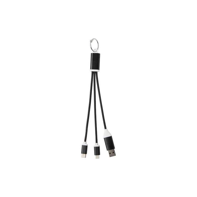 Cavo di ricarica in alluminio riciclato 4 in 1 con portachiavi Metal - cod. P124382