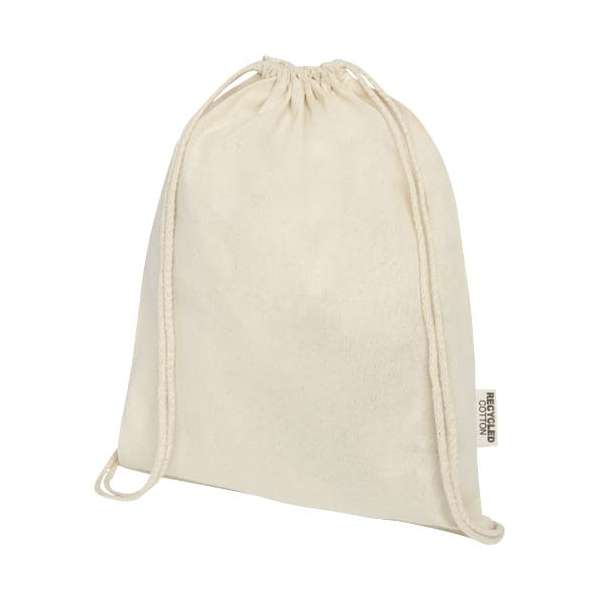 Borsa con cordoncino in cotone riciclato certificato GRS da 140 g/m² Oregon - cod. P120735