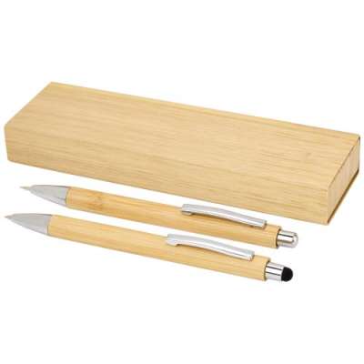 Set di penna a sfera e portamina in bambù Oblys (inchiostro nero) - cod. P107976