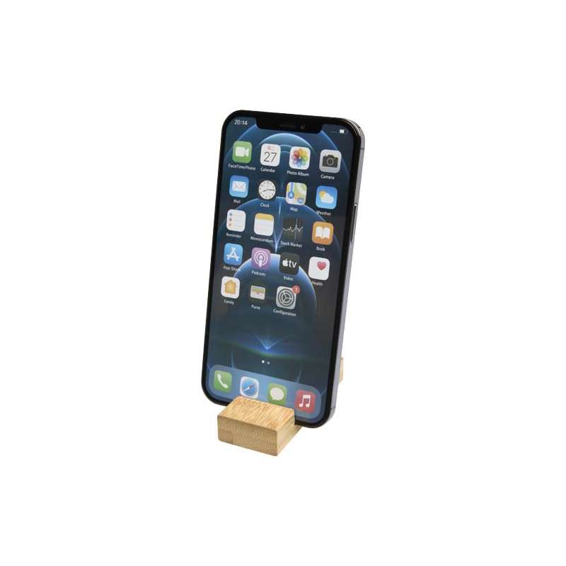 Supporto per telefono in bambù con portachiavi - cod. P104606