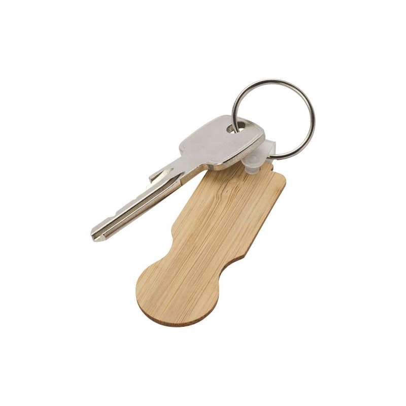 Portachiavi in bambù con gettone per carrello della spesa Ronan - cod. P104593