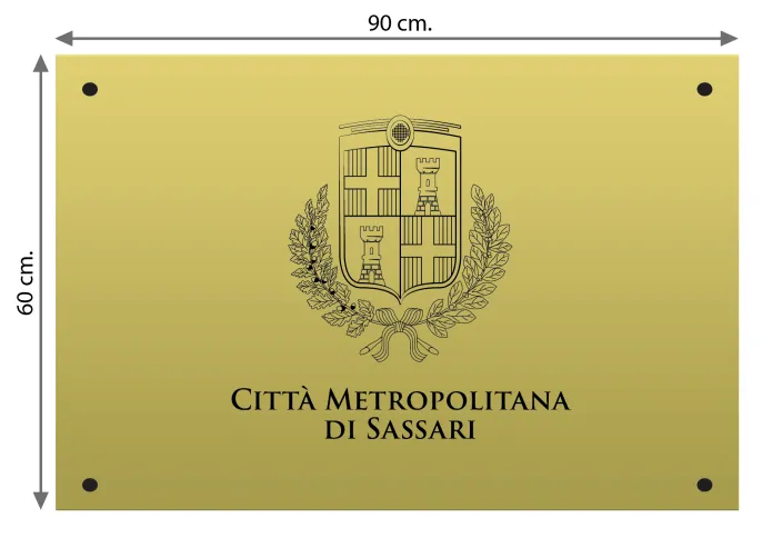 Targa in ottone satinato cm. 90x60 cm.
