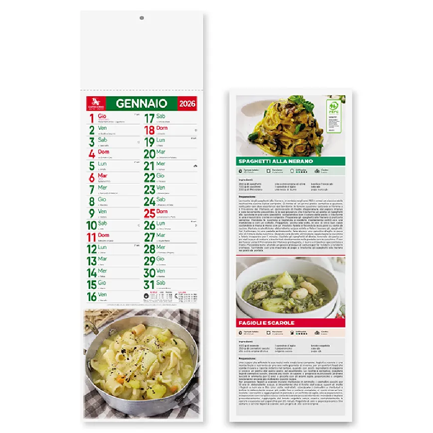 Calendari Silhouette personalizzati per Gastronomia - cod. PA187