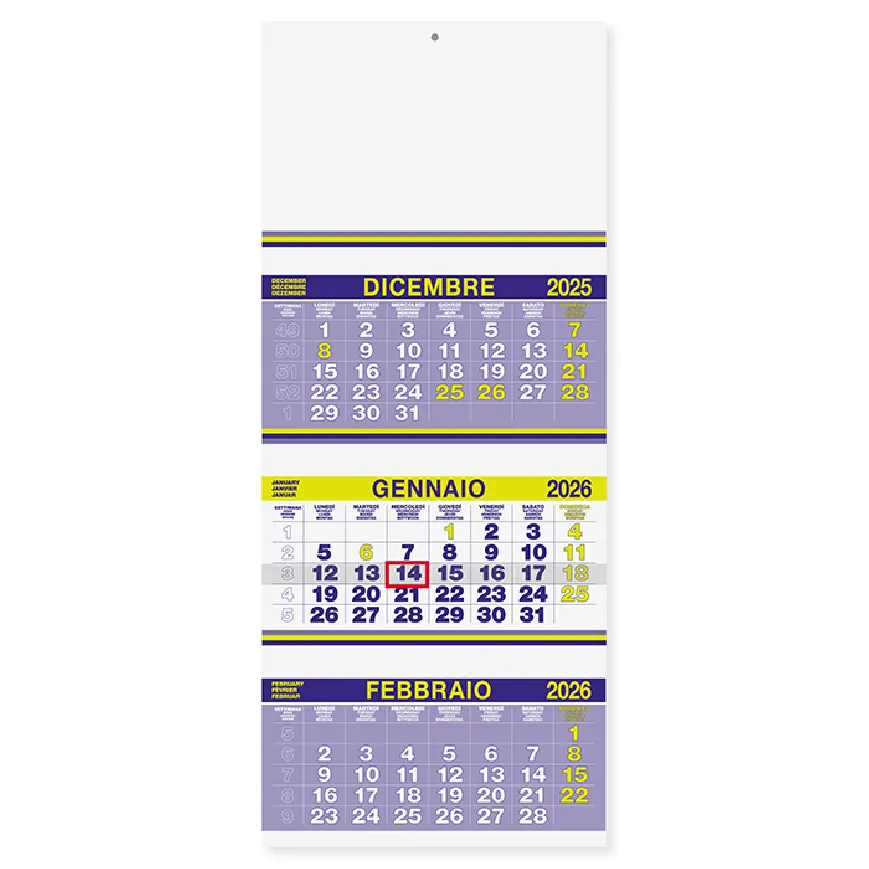 Calendario trittico fluo da personalizzare - cod. PA500