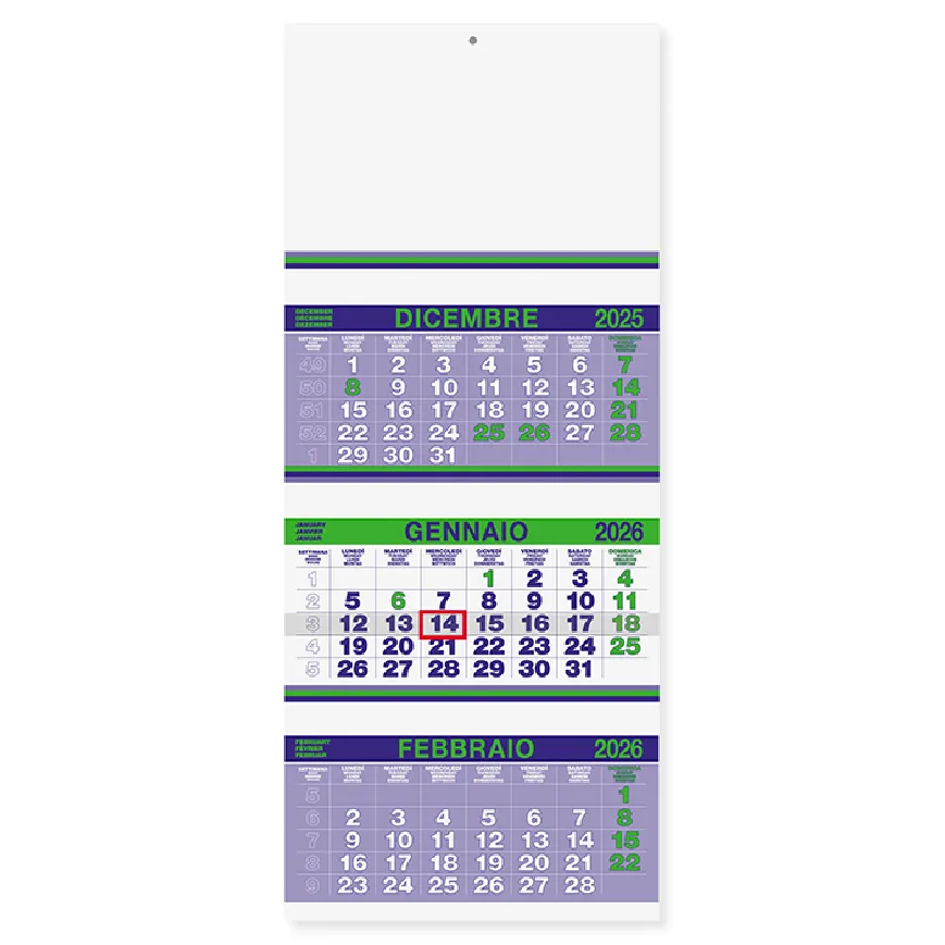 Calendario trittico fluo da personalizzare - cod. PA500
