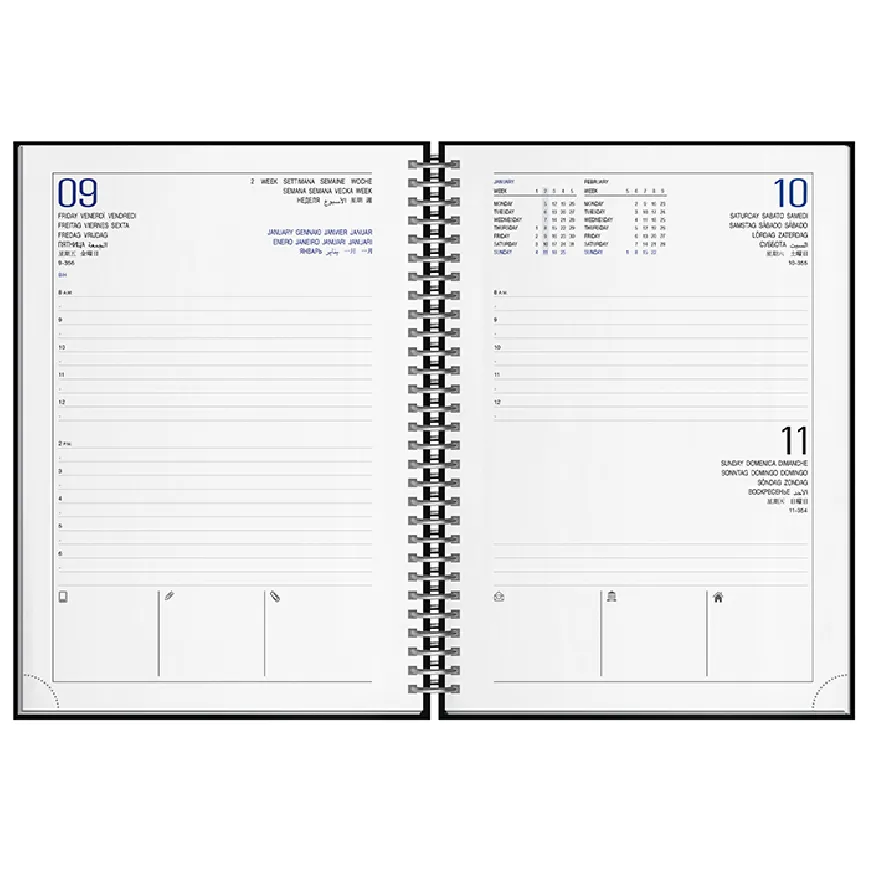 Agenda giornaliera con spirale con scritte serigrafate - cod. PB375