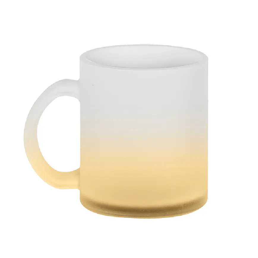 Tazza in vetro per cappuccino con effetto ghiaccio e fondo colorato - cod. PC375