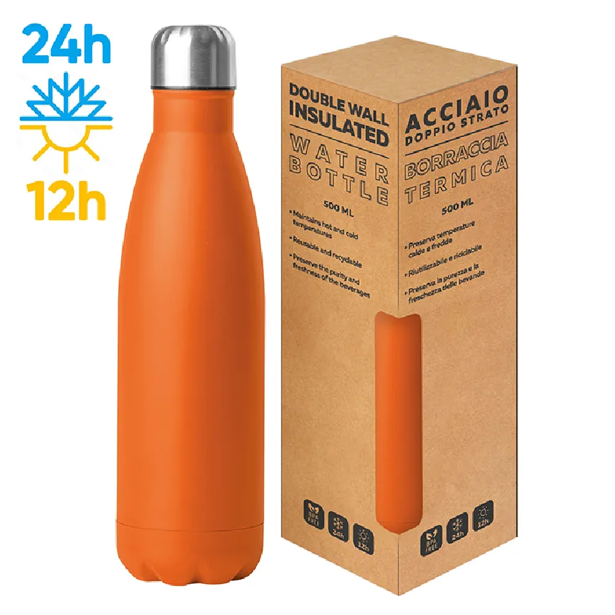 Borraccia termica acciaio 500 ml doppio strato 304+201 - Steel mat bottle 500 cod. PC414