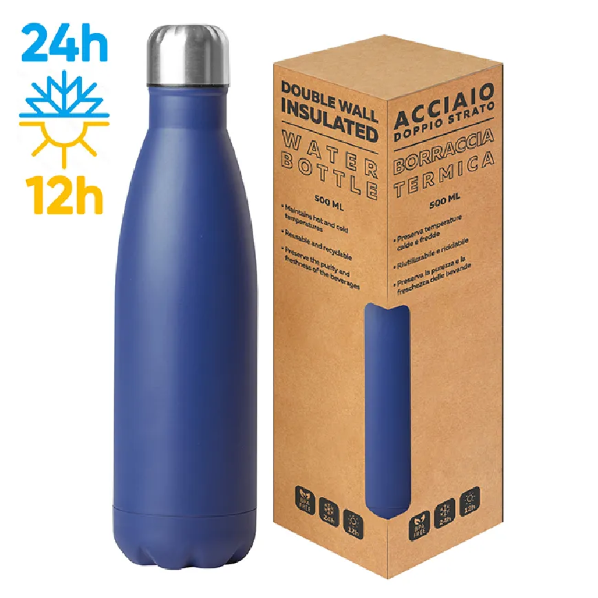 Borraccia termica acciaio 500 ml doppio strato 304+201 - Steel mat bottle 500 cod. PC414