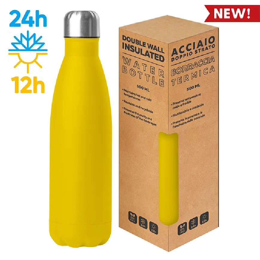 Borraccia termica acciaio 500 ml doppio strato 304+201 - Steel mat bottle 500 cod. PC414
