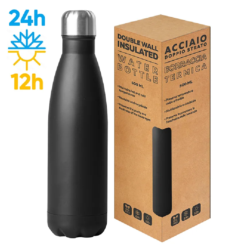 Borraccia termica acciaio 500 ml doppio strato 304+201 - Steel mat bottle 500 cod. PC414