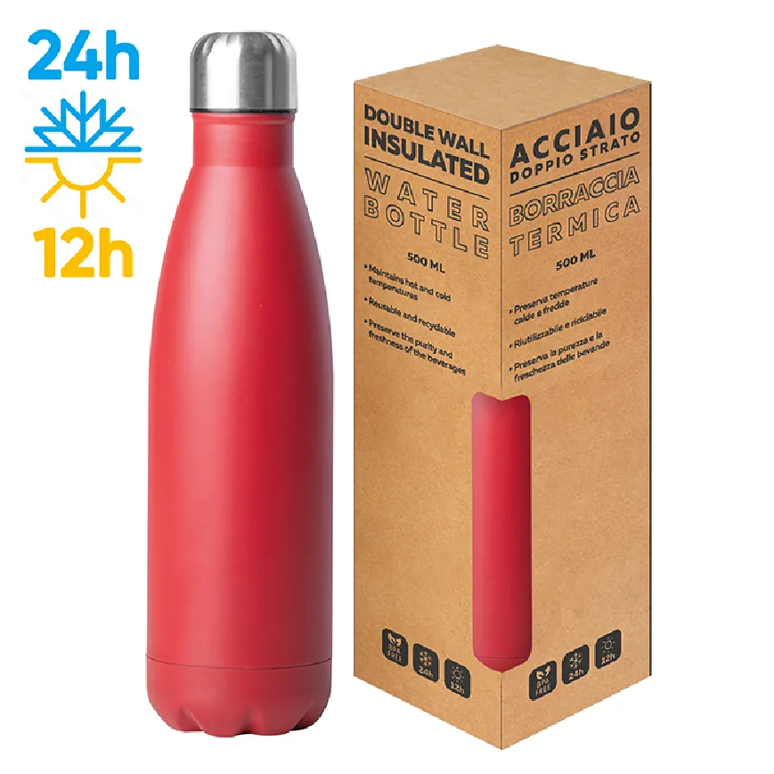 Borraccia termica acciaio 500 ml doppio strato 304+201 - Steel mat bottle 500 cod. PC414