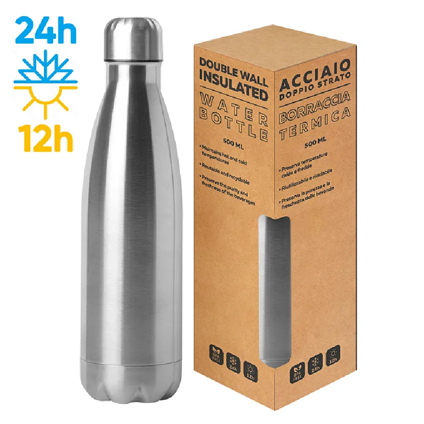 Borraccia termica acciaio 500 ml doppio strato 304+201 - Steel mat bottle 500 cod. PC414