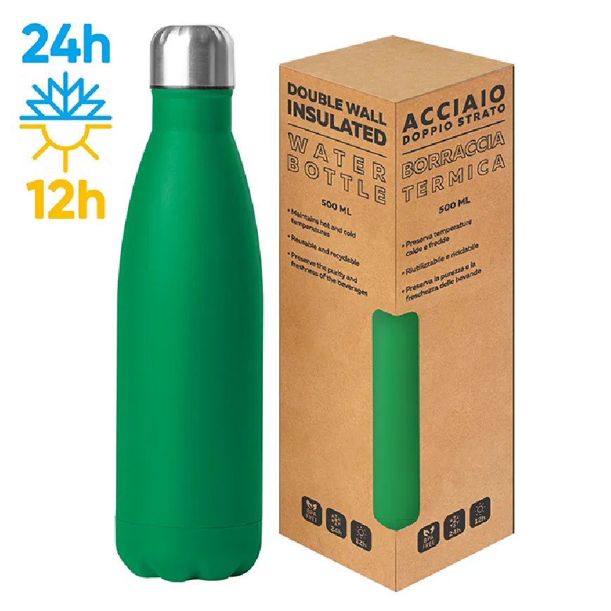 Borraccia termica acciaio 500 ml doppio strato 304+201 - Steel mat bottle 500 cod. PC414