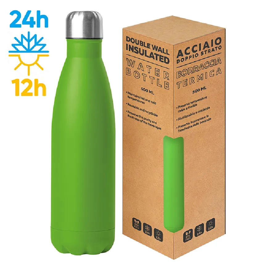 Borraccia termica acciaio 500 ml doppio strato 304+201 - Steel mat bottle 500 cod. PC414