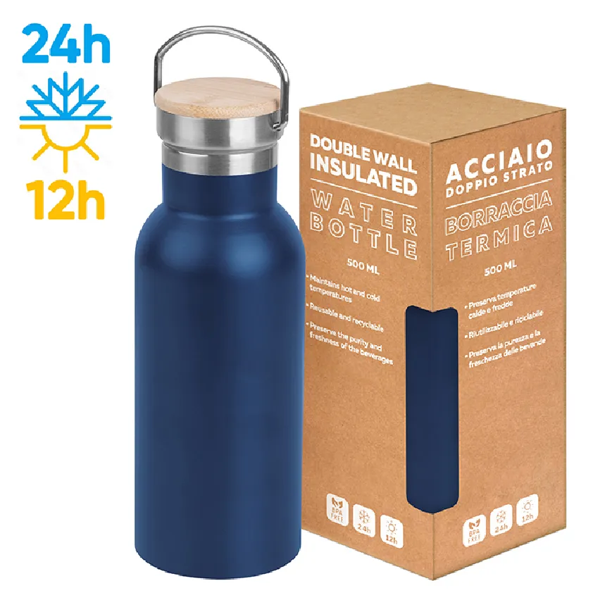 Borraccia in acciaio da 500 ml con stampa logo - cod. PC431