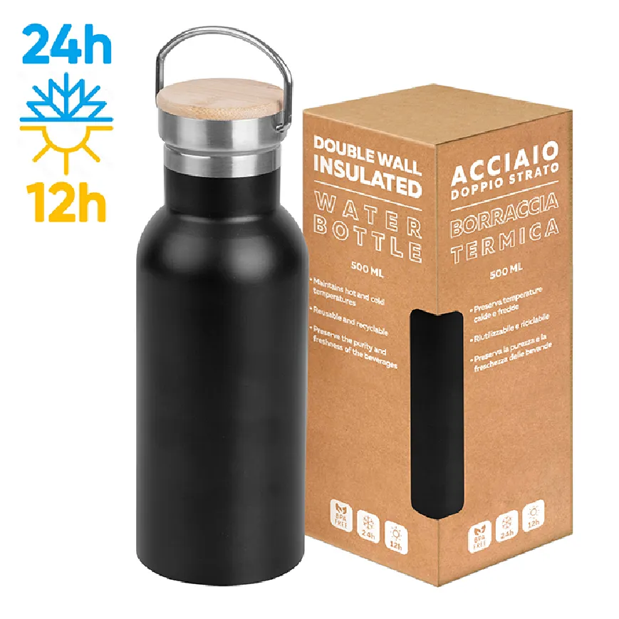 Borraccia in acciaio da 500 ml con stampa logo - cod. PC431