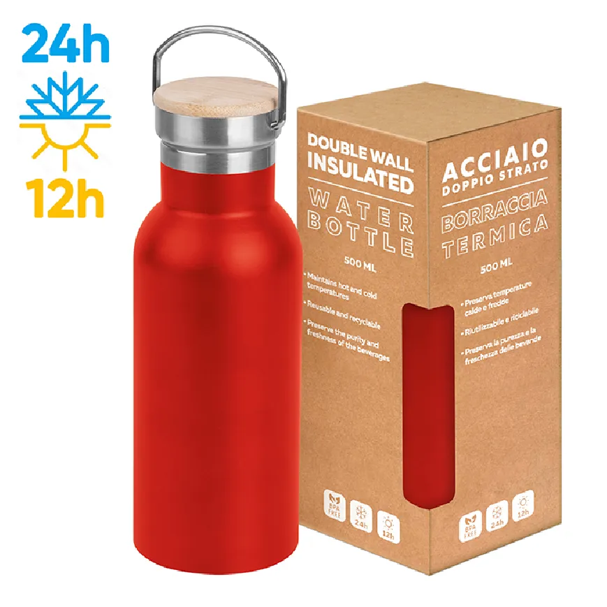 Borraccia in acciaio da 500 ml con stampa logo - cod. PC431