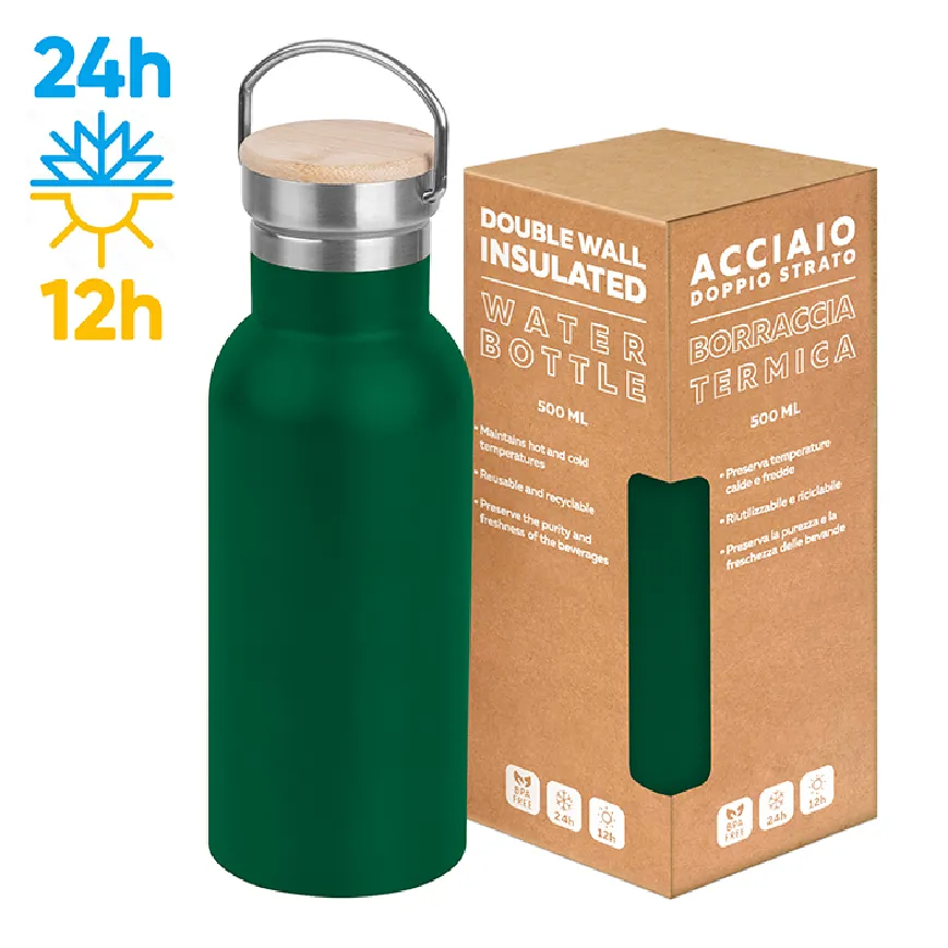Borraccia in acciaio da 500 ml con stampa logo - cod. PC431