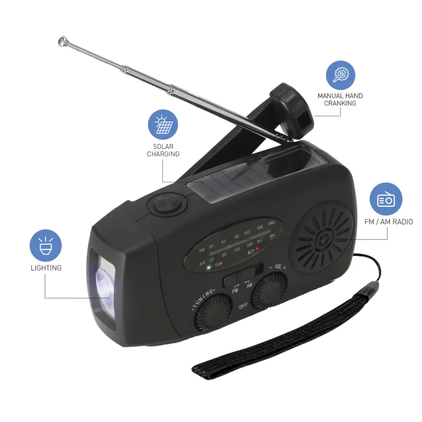 Radio Emergenza Multifunzione con Torcia LED - cod. MK-21983