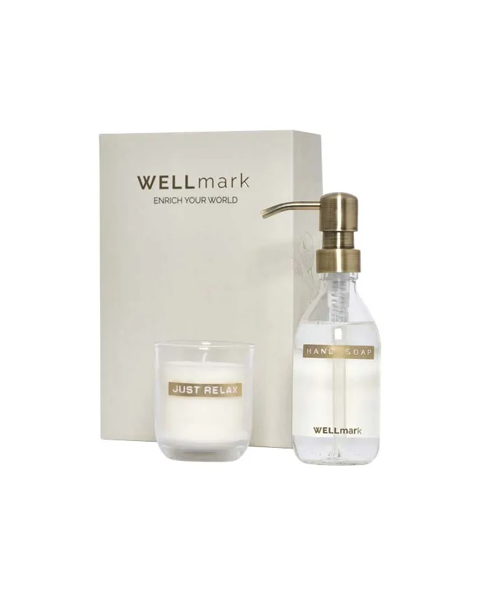 Set di dispenser di sapone per le mani da 250 ml e candela profumata da 150 g Wellmark Discovery - cod. P126406