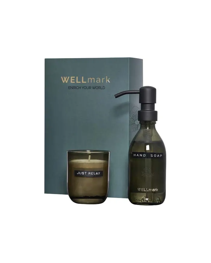 Set di dispenser di sapone per le mani da 250 ml e candela profumata da 150 g Wellmark Discovery - cod. P126406