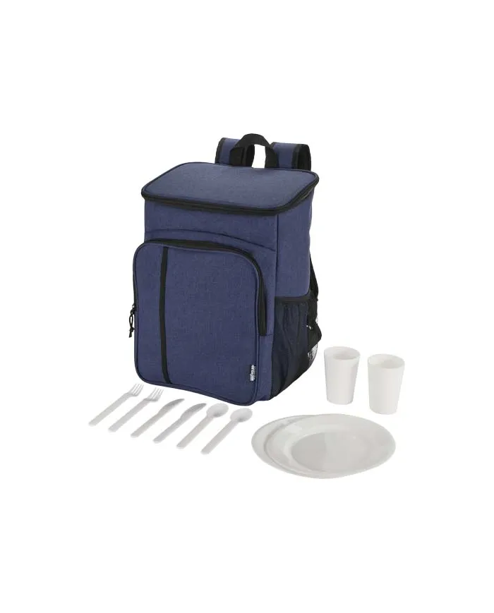 Zaino termico per picnic in materiale riciclato certificato GRS con set di posate Tundra - 20L - cod. P130120