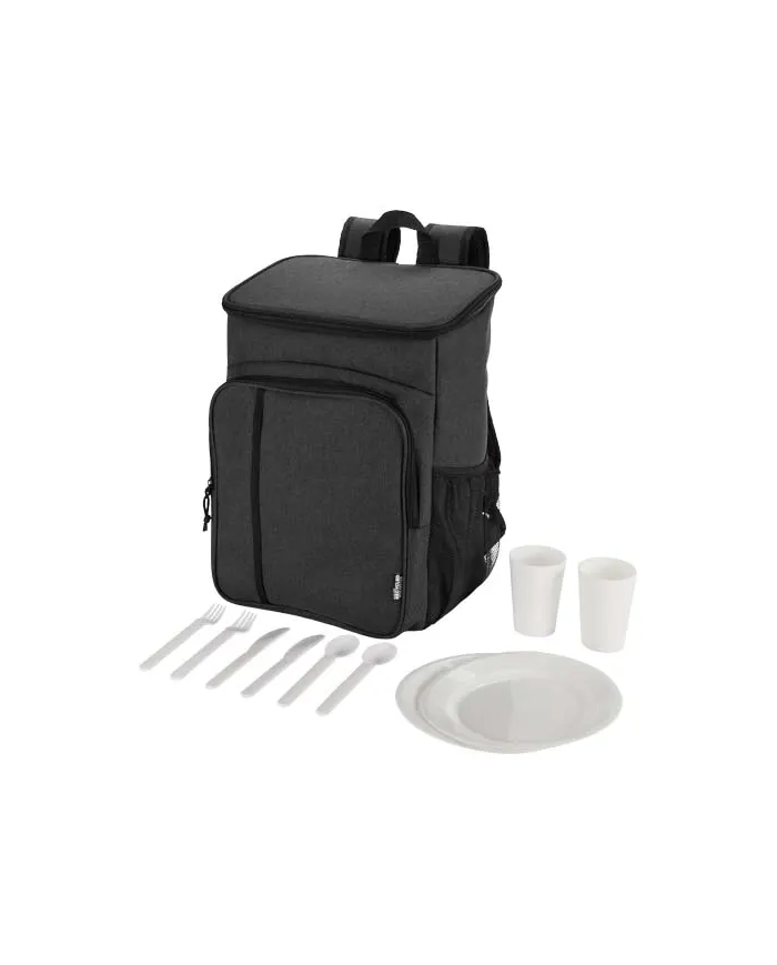 Zaino termico per picnic in materiale riciclato certificato GRS con set di posate Tundra - 20L - cod. P130120