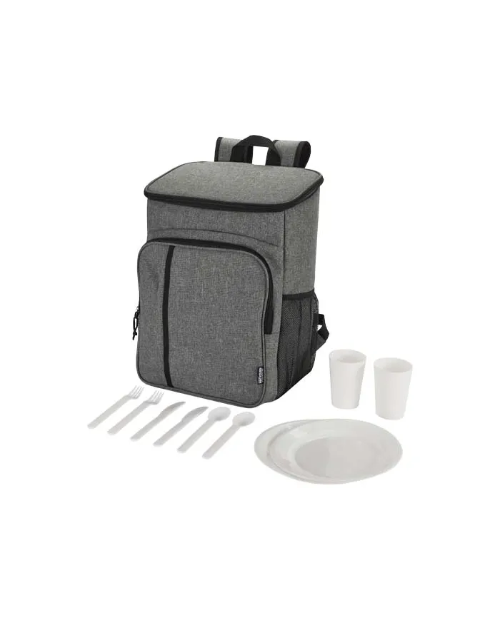 Zaino termico per picnic in materiale riciclato certificato GRS con set di posate Tundra - 20L - cod. P130120