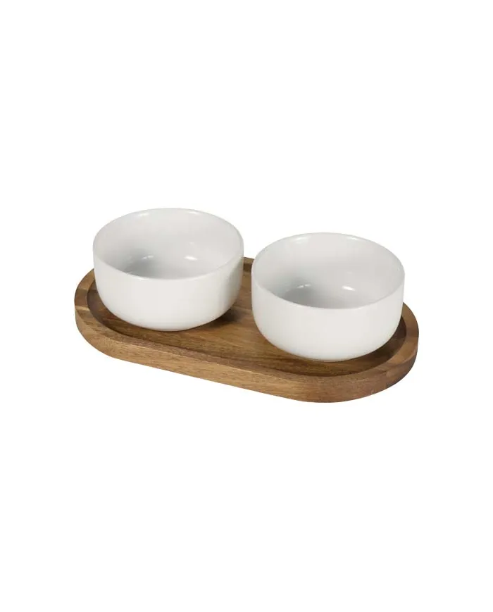 Set di vassoio in legno e ciotole da portata in ceramica Noa - cod. P126405