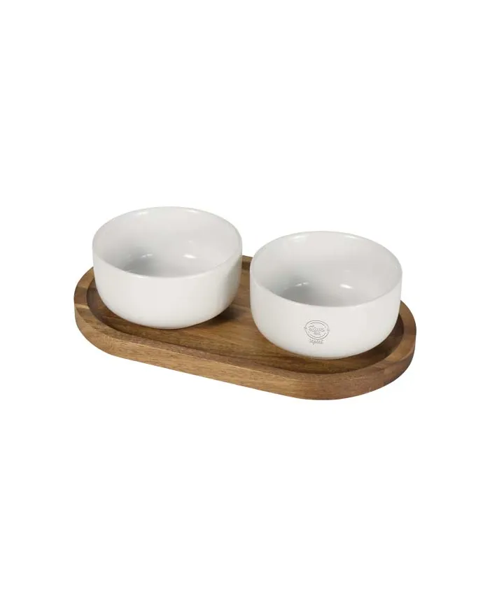 Set di vassoio in legno e ciotole da portata in ceramica Noa - cod. P126405