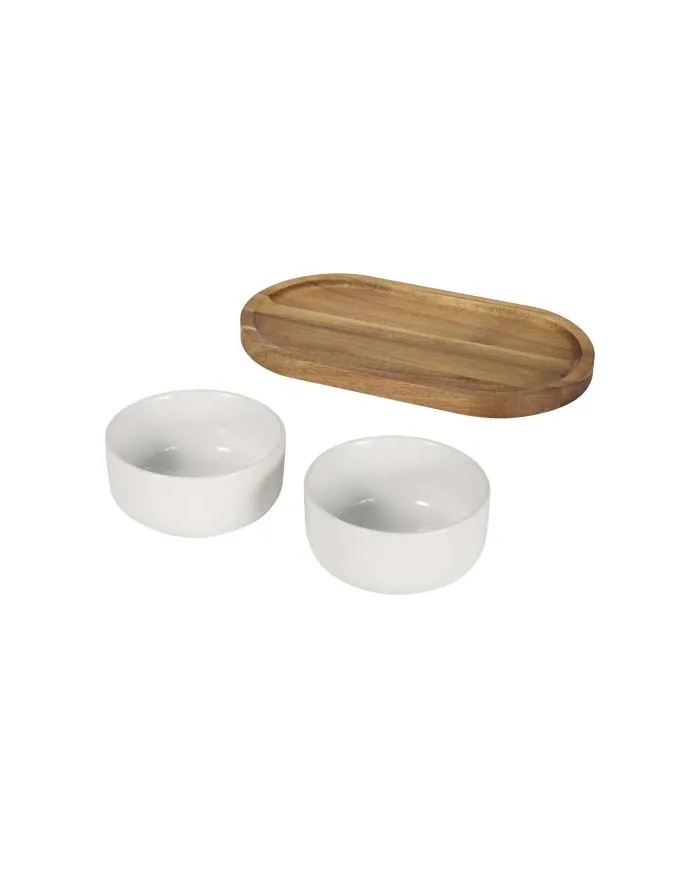 Set di vassoio in legno e ciotole da portata in ceramica Noa - cod. P126405