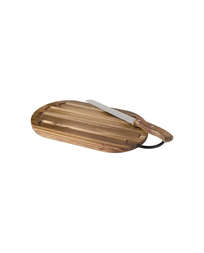 Tagliere in legno di acacia con coltello per il pane Prestige - cod. P126393