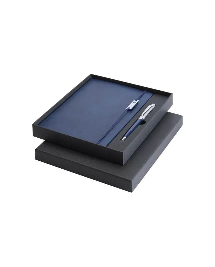 Set con blocco note formato A5 con copertina rigida e penna roller Legato Elegance - cod. P106258