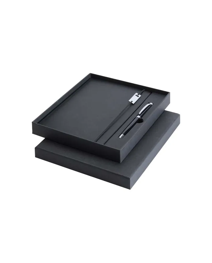 Set con blocco note formato A5 con copertina rigida e penna roller Legato Elegance - cod. P106258