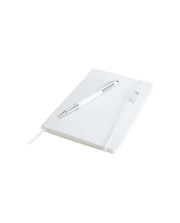 Set con blocco note formato A5 con copertina rigida e penna roller Legato Elegance - cod. P106258