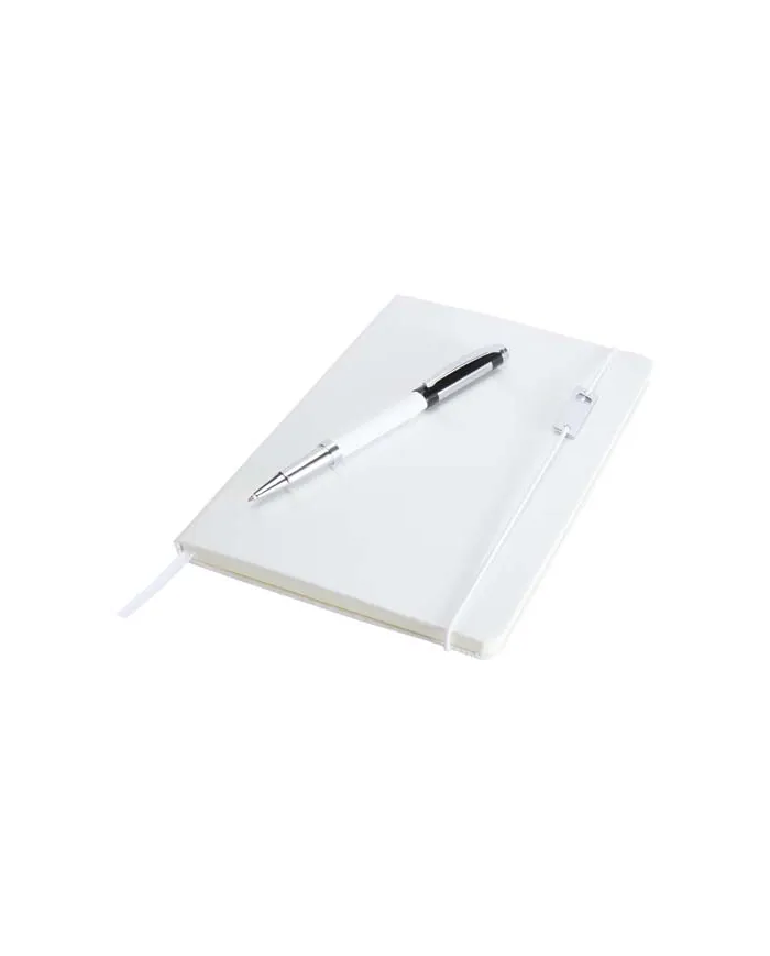 Set con blocco note formato A5 con copertina rigida e penna roller Legato Elegance - cod. P106258