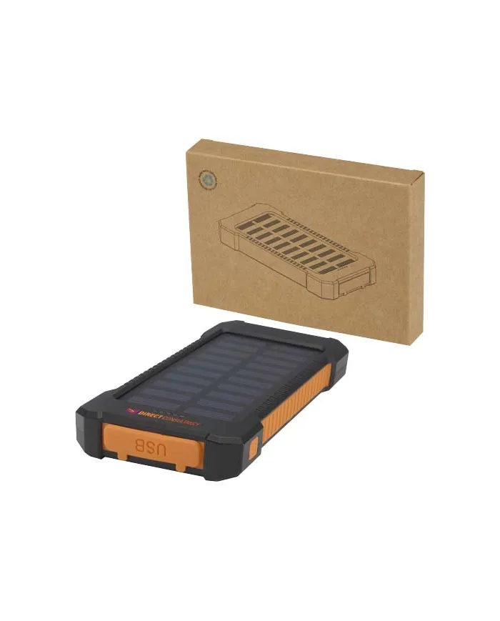 Robusto power bank a energia solare da 5.000 mAh e 10 W in plastica riciclata con torcia incorporata Altair - cod. P124471