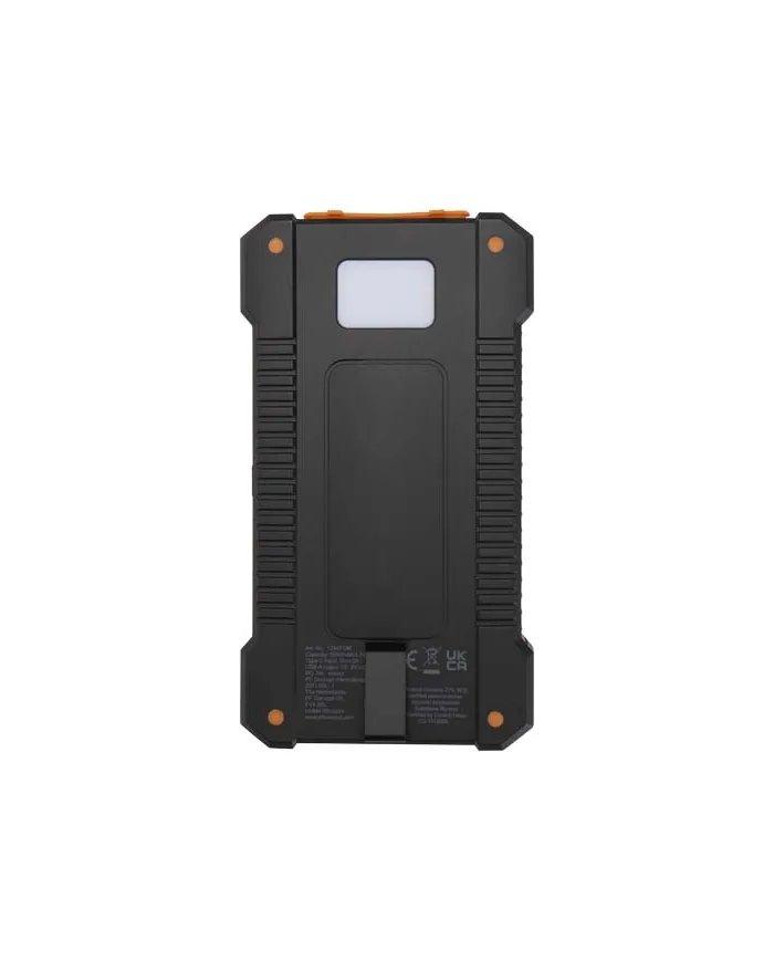 Robusto power bank a energia solare da 5.000 mAh e 10 W in plastica riciclata con torcia incorporata Altair - cod. P124471