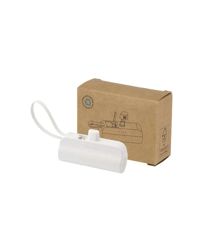 Power bank piccolo Tipo-C da 5.000 mAh e 10 W con supporto ribaltabile integrato e cavo 2 in 1 - cod. P124472