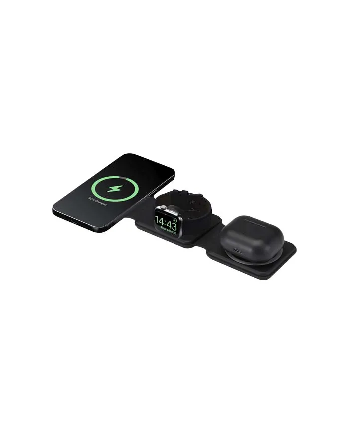 Caricabatterie wireless 3 in 1 da 15 W pieghevole in plastica riciclata Armus - cod. P124498