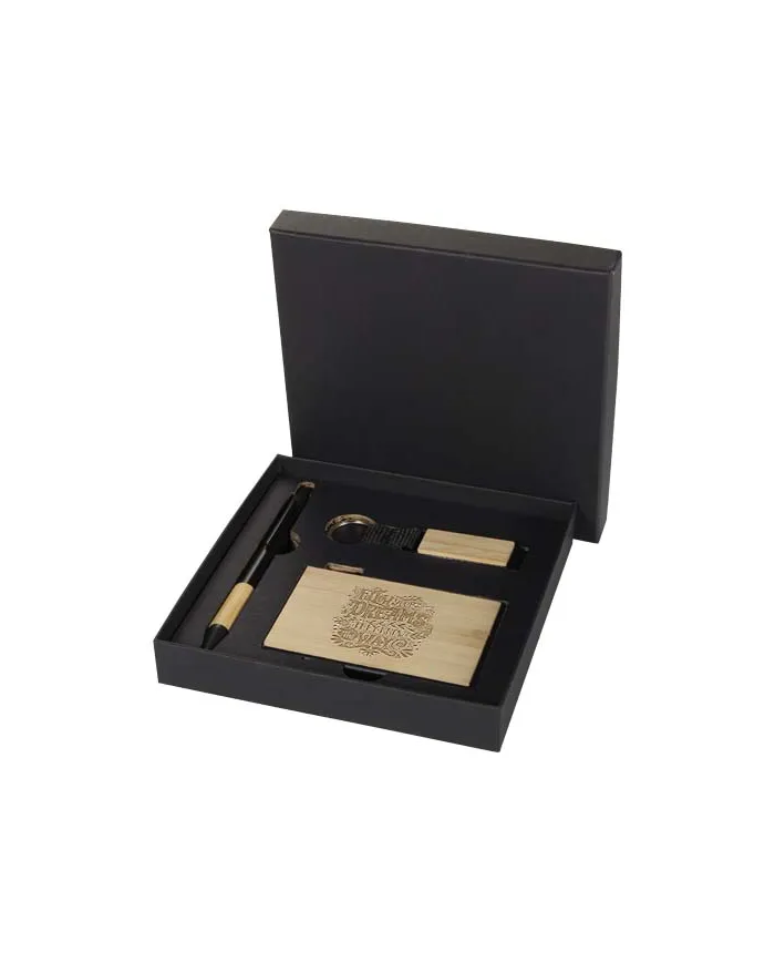 Set regalo con portachiavi e portacarte RFID in alluminio riciclato certificato RCS Minka - cod. P106337