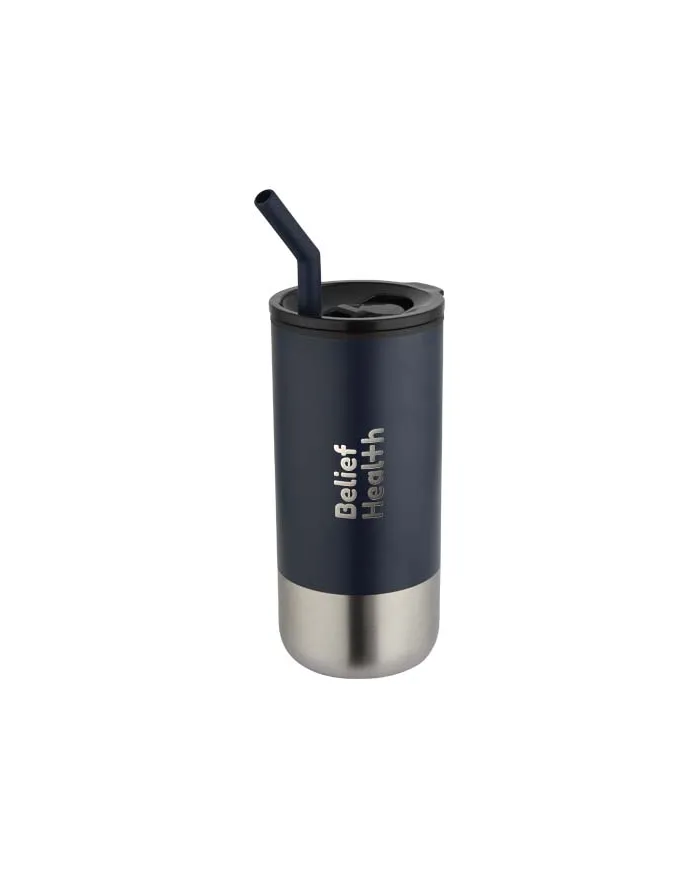Bicchiere termico in materiale certificato con cannuccia da 480 ml - cod. P100918
