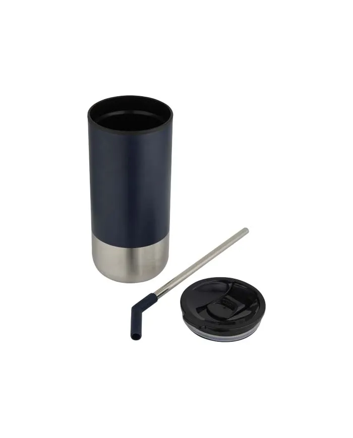 Bicchiere termico in materiale certificato con cannuccia da 480 ml - cod. P100918