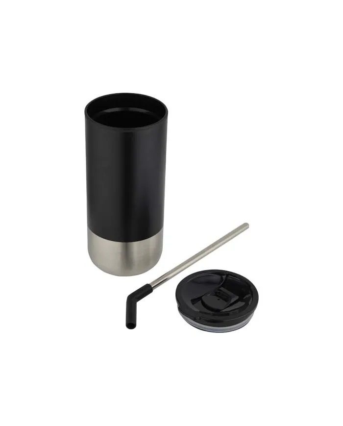 Bicchiere termico in materiale certificato con cannuccia da 480 ml - cod. P100918