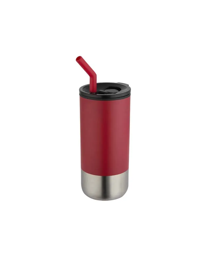 Bicchiere termico in materiale certificato con cannuccia da 480 ml - cod. P100918