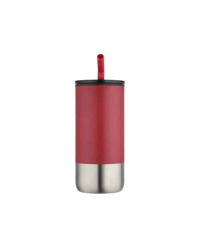 Bicchiere termico in materiale certificato con cannuccia da 480 ml - cod. P100918