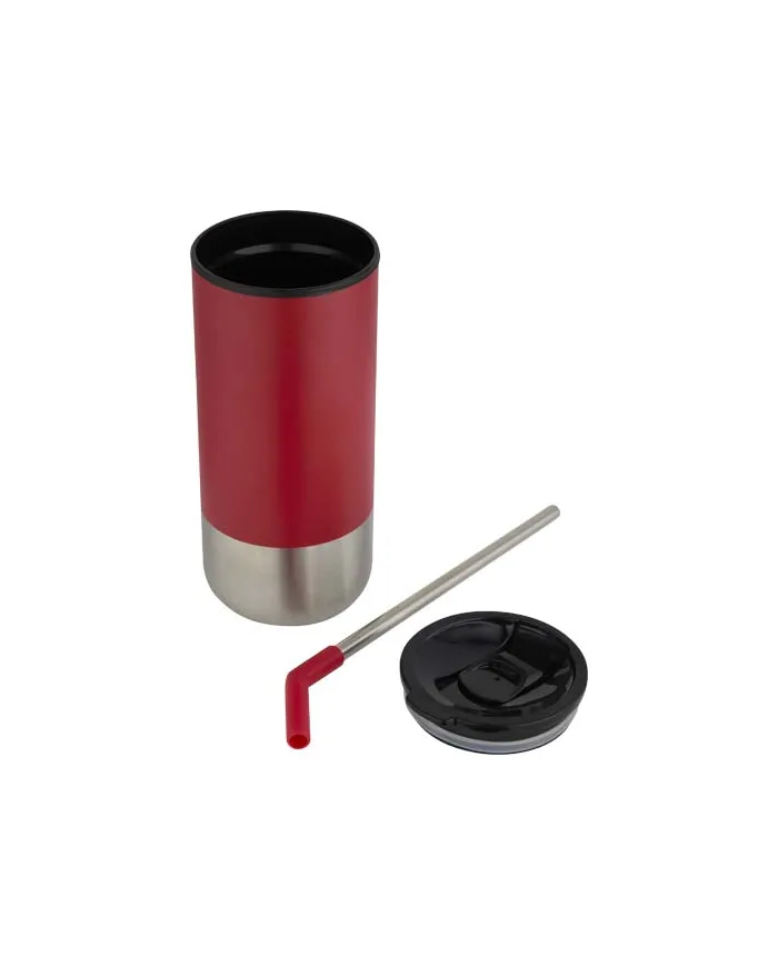 Bicchiere termico in materiale certificato con cannuccia da 480 ml - cod. P100918