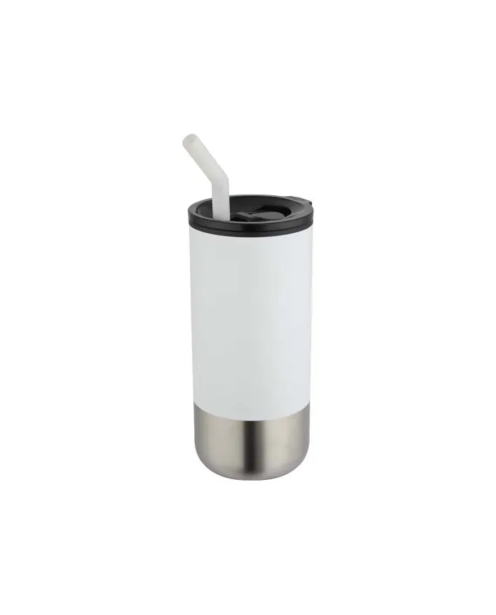 Bicchiere termico in materiale certificato con cannuccia da 480 ml - cod. P100918