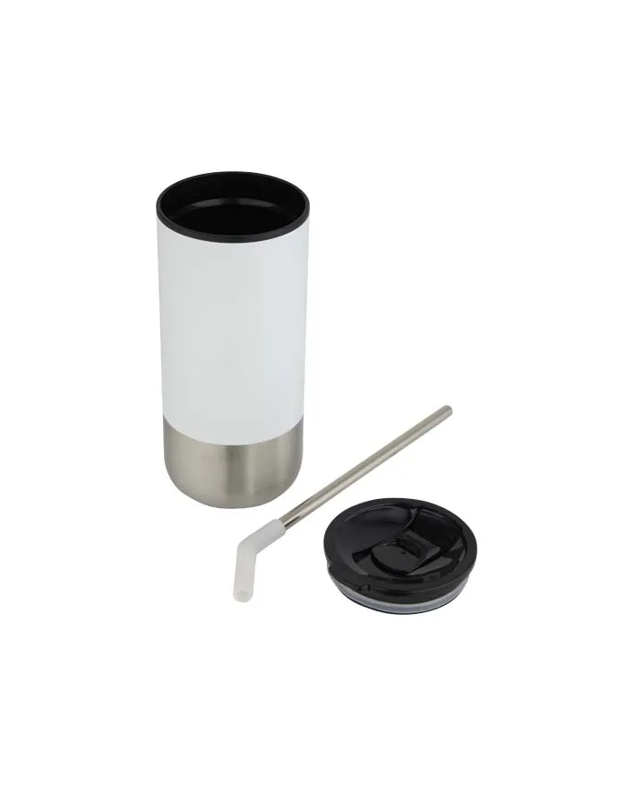 Bicchiere termico in materiale certificato con cannuccia da 480 ml - cod. P100918